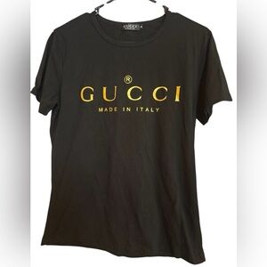Gucci Black Tee with Gold Lettering - NWOT